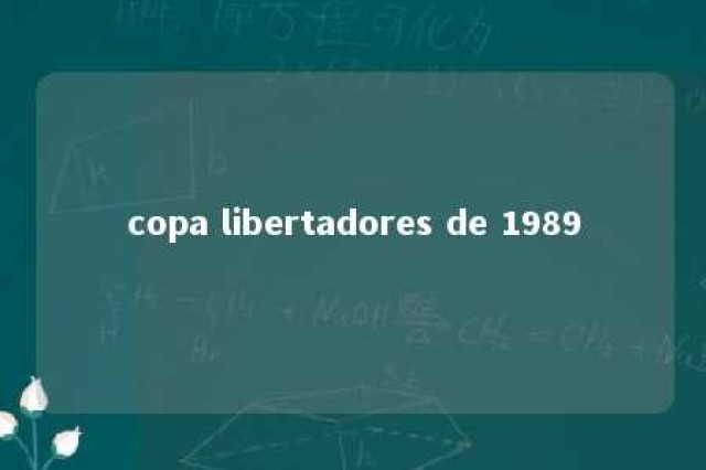 copa libertadores de 1989 